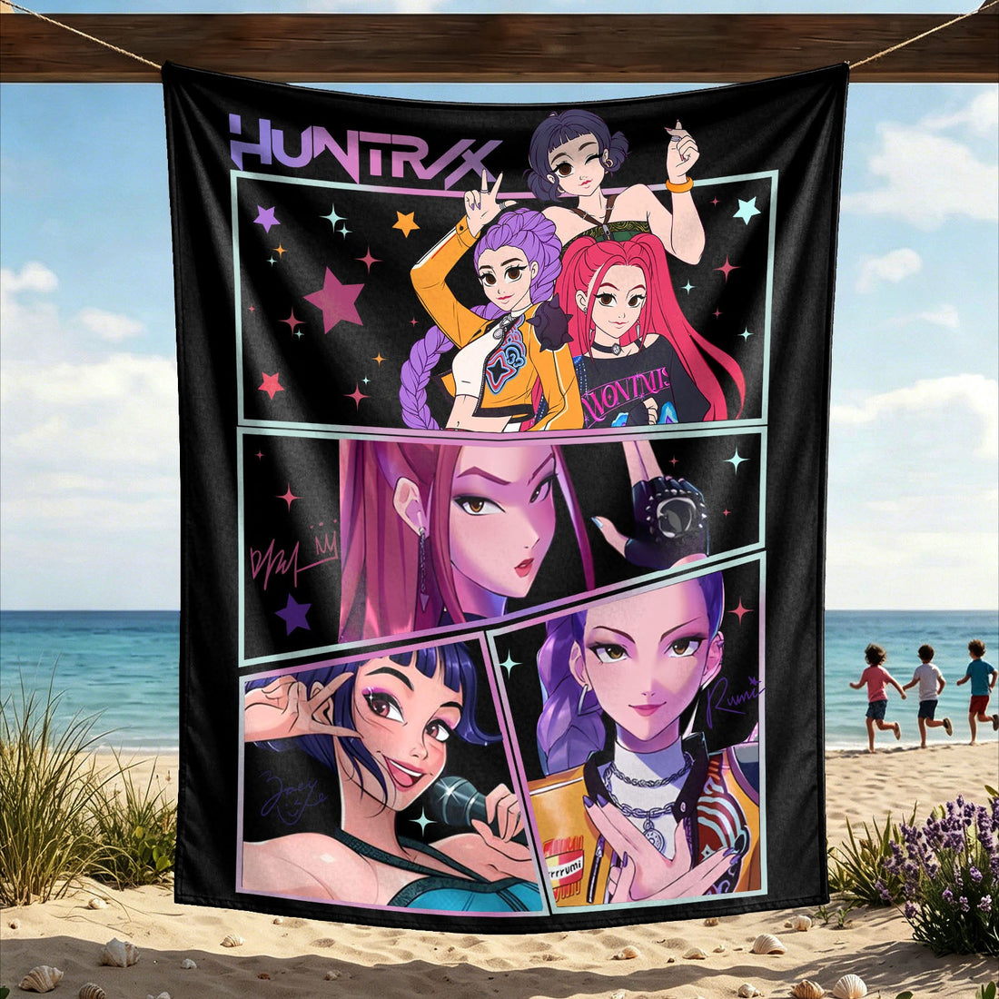 Kpop Demon Hunters Huntrix Saja Boys Wall Decor Tapestry for Home and Party