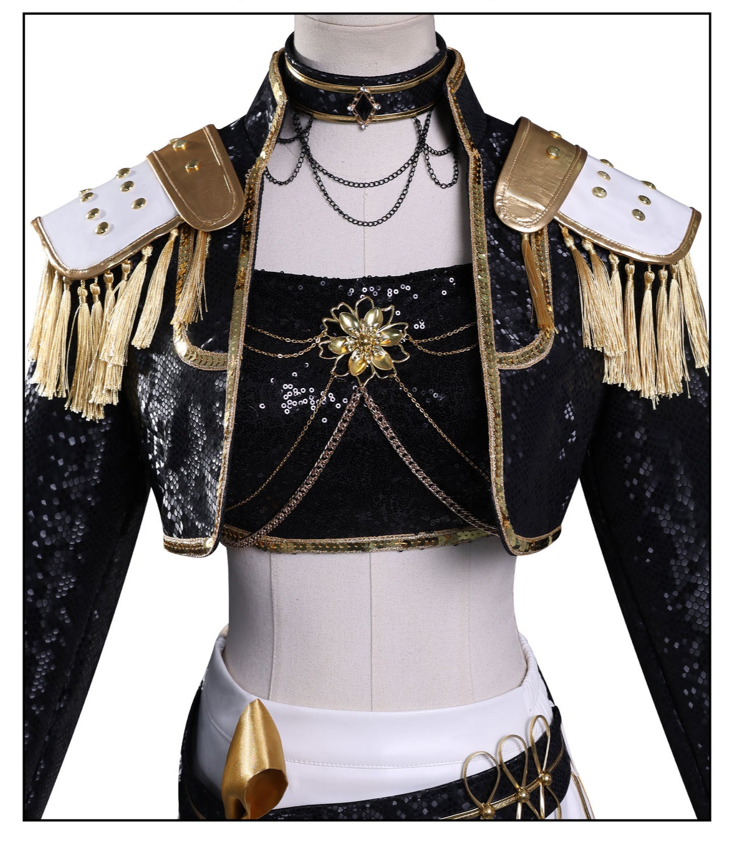 [ylevol] KPop Demon Hunters Mira Black Gold Outfit Adult Kids Cosplay Costumes