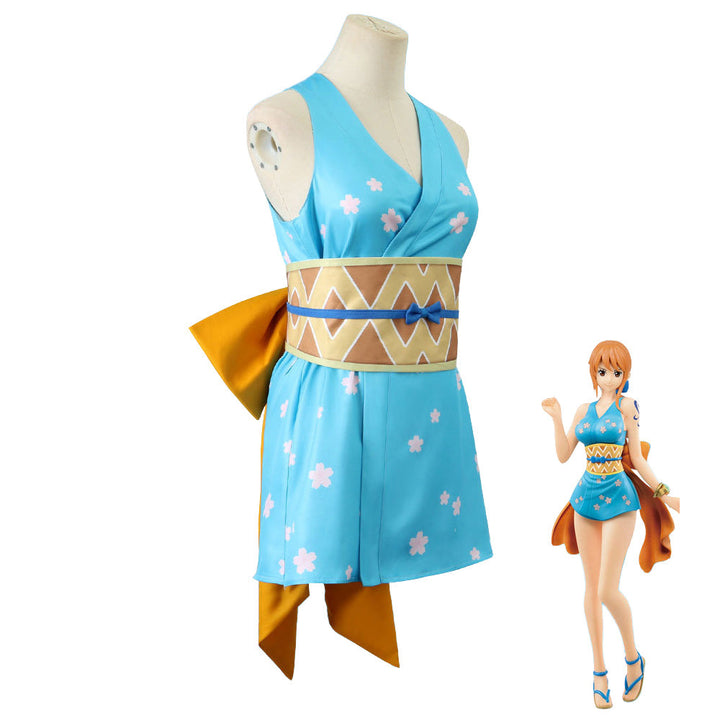 [ylevol] Anime Navigation Nami Kimono Blue Pajamas Fullset Cosplay Costumes