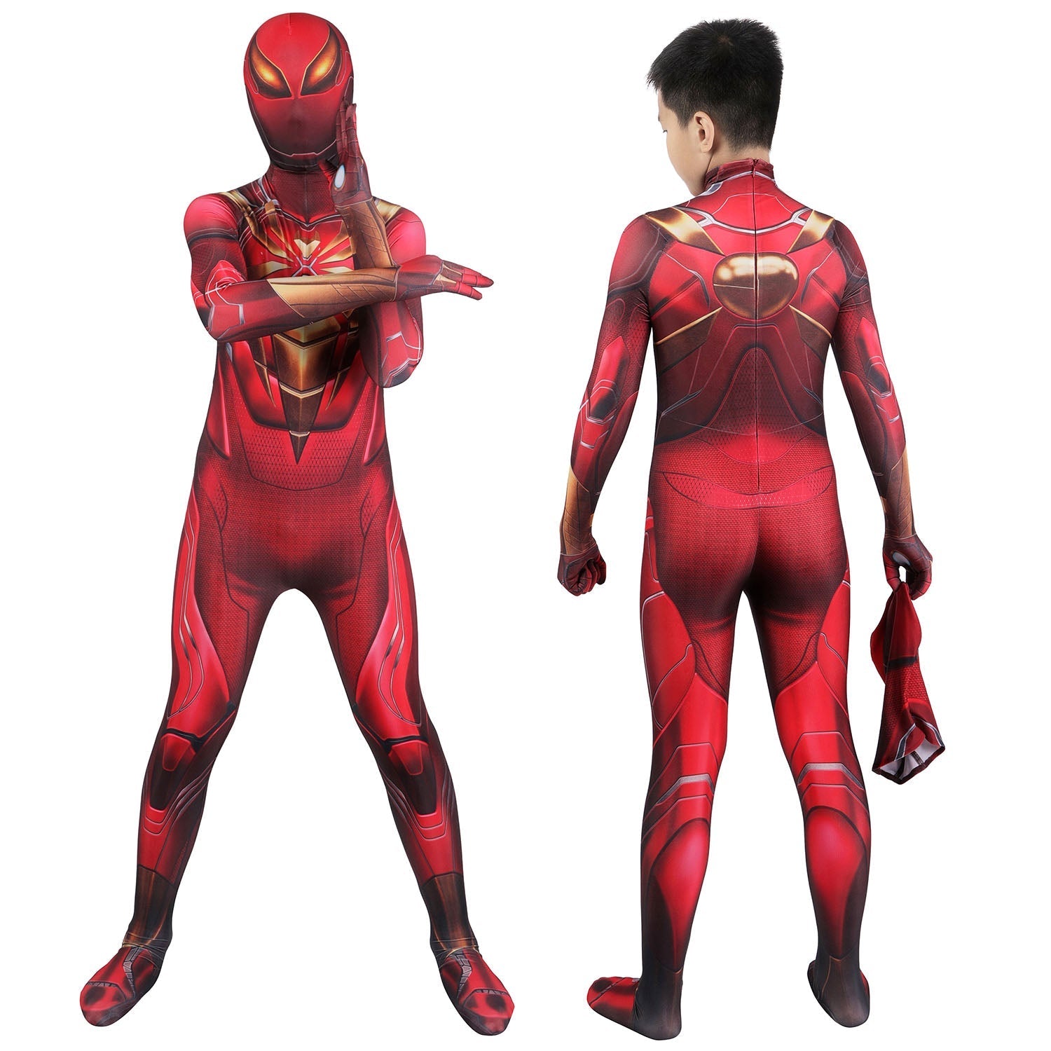 [ylevol] Marvel's Spider-Man Iron Spider Armor Kids Jumpsuit Cosplay Costumes