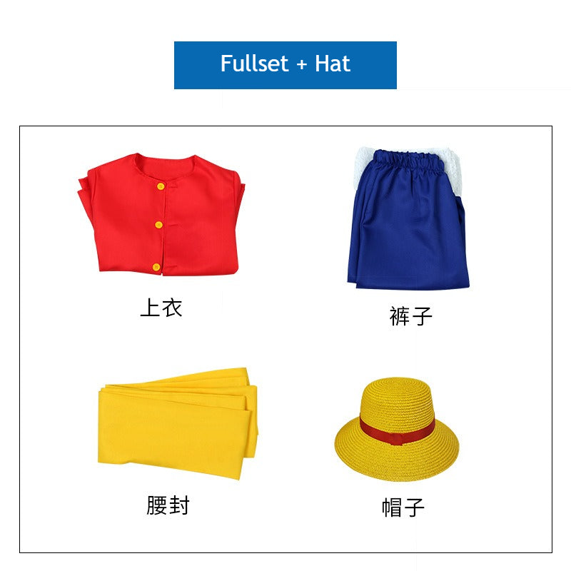 [ylevol] Anime Navigation Monkey D. Luffy Red Shirt Fullset Cosplay Costumes