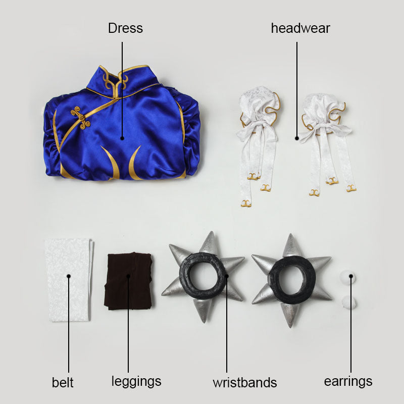 [ylevol] Street Fighter 5 Chun Li Blue Dress Female Cosplay Costumes