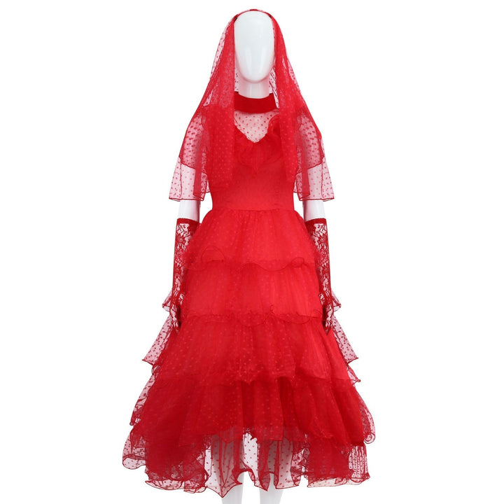 [ylevol] Beetle Juice Lydia Deetz Gilrs Red Wedding Dress Cosplay Costumes