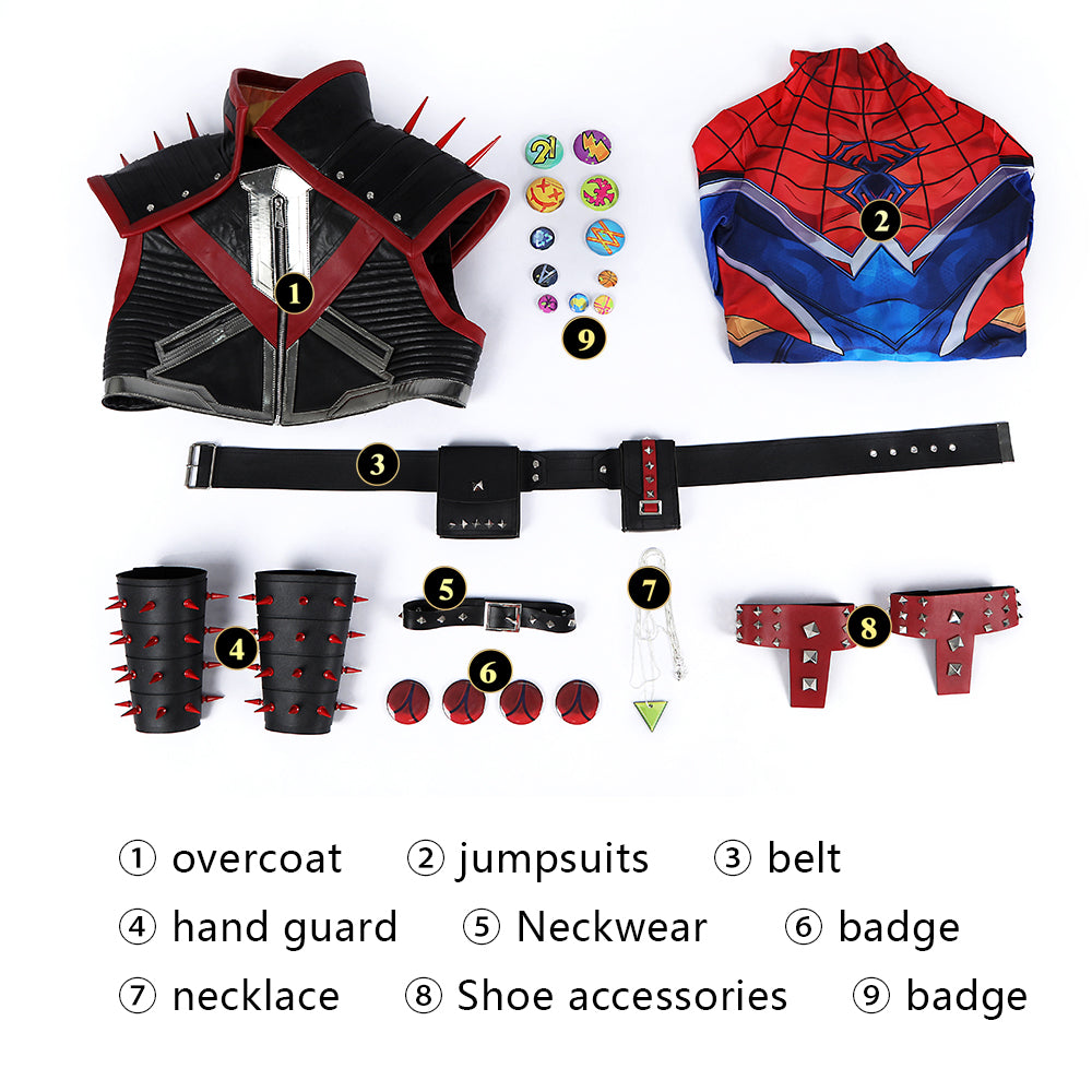 [ylevol] Marvel Rivals Spider punk 2099 Jumpsuit Full Set Cosplay Costumes