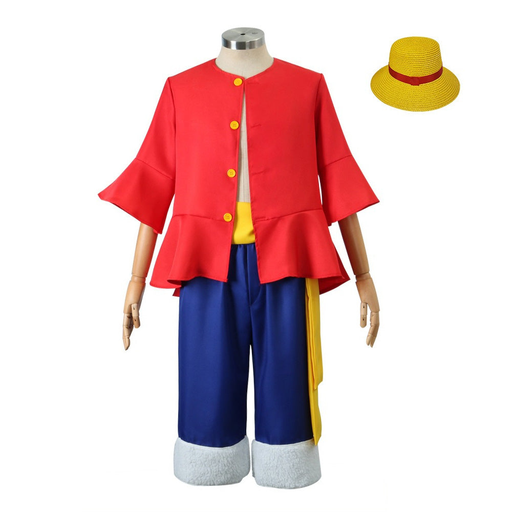 [ylevol] Anime Navigation Monkey D. Luffy Red Shirt Fullset Cosplay Costumes