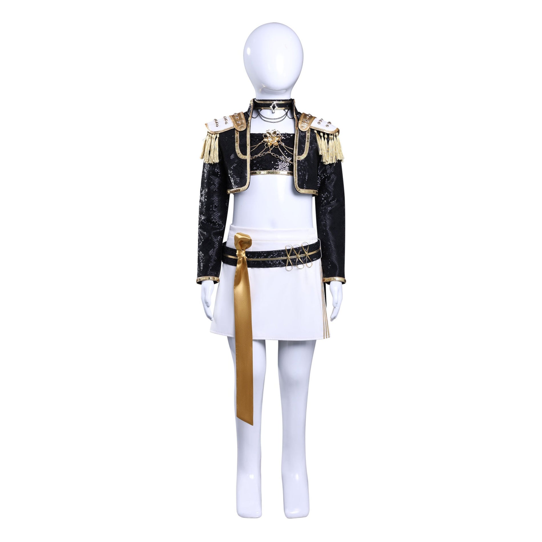 [ylevol] KPop Demon Hunters Mira Black Gold Outfit Adult Kids Cosplay Costumes