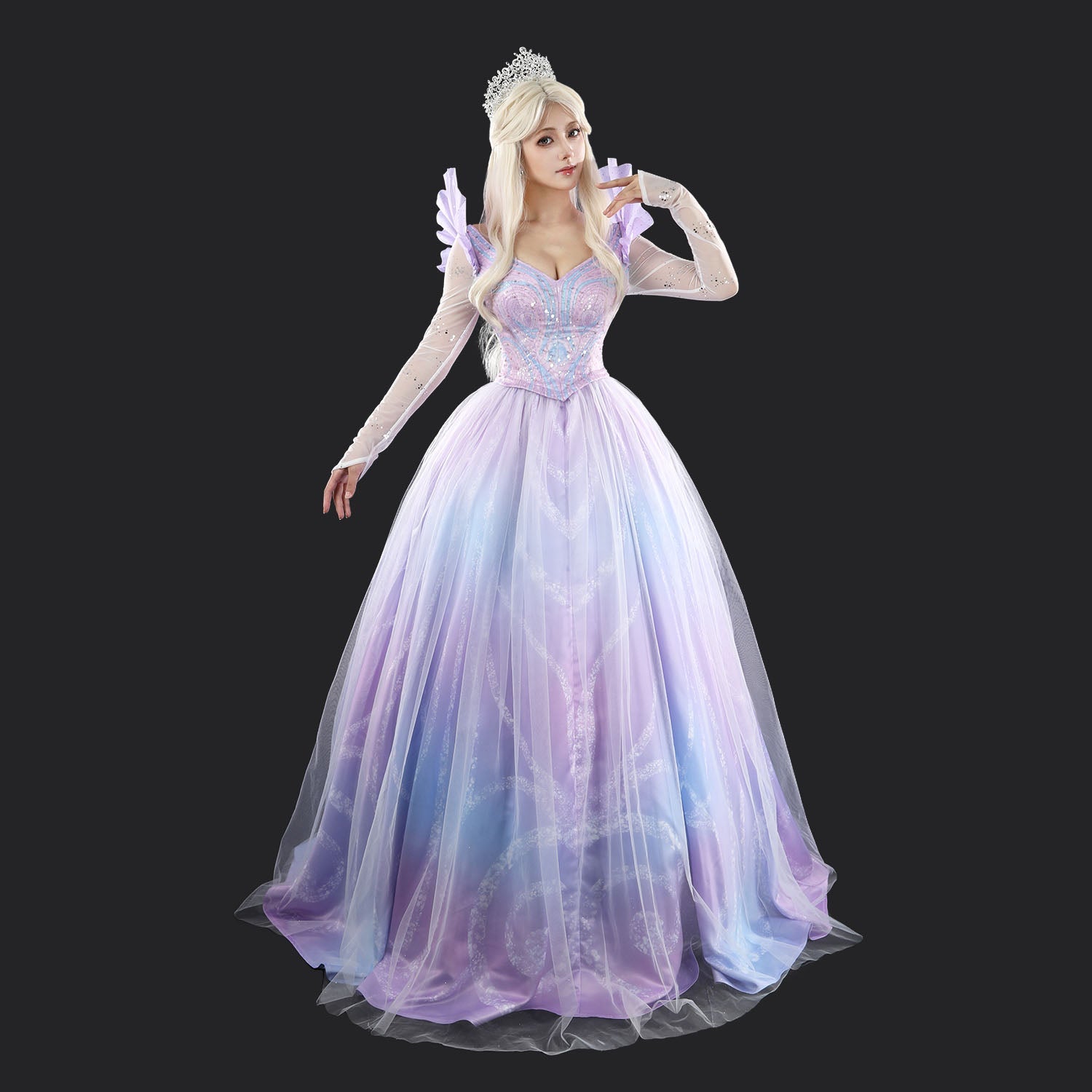 [ylevol] Wicked: For Good Part Two Galinda Dress with Crown Cosplay Costumes