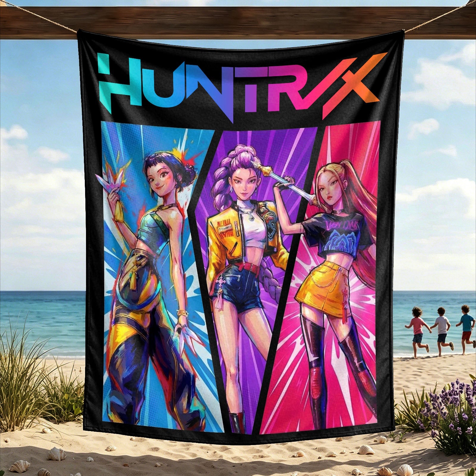 Kpop Demon Hunters Huntrix Saja Boys Wall Decor Tapestry for Home and Party