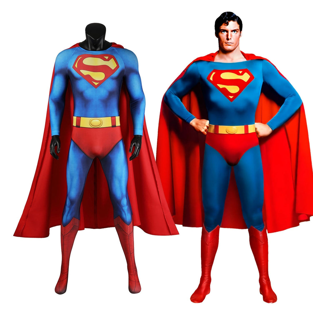 [ylevol] Superman 1978 Moive Christopher Reeve Male Jumpsuit Cosplay Costumes