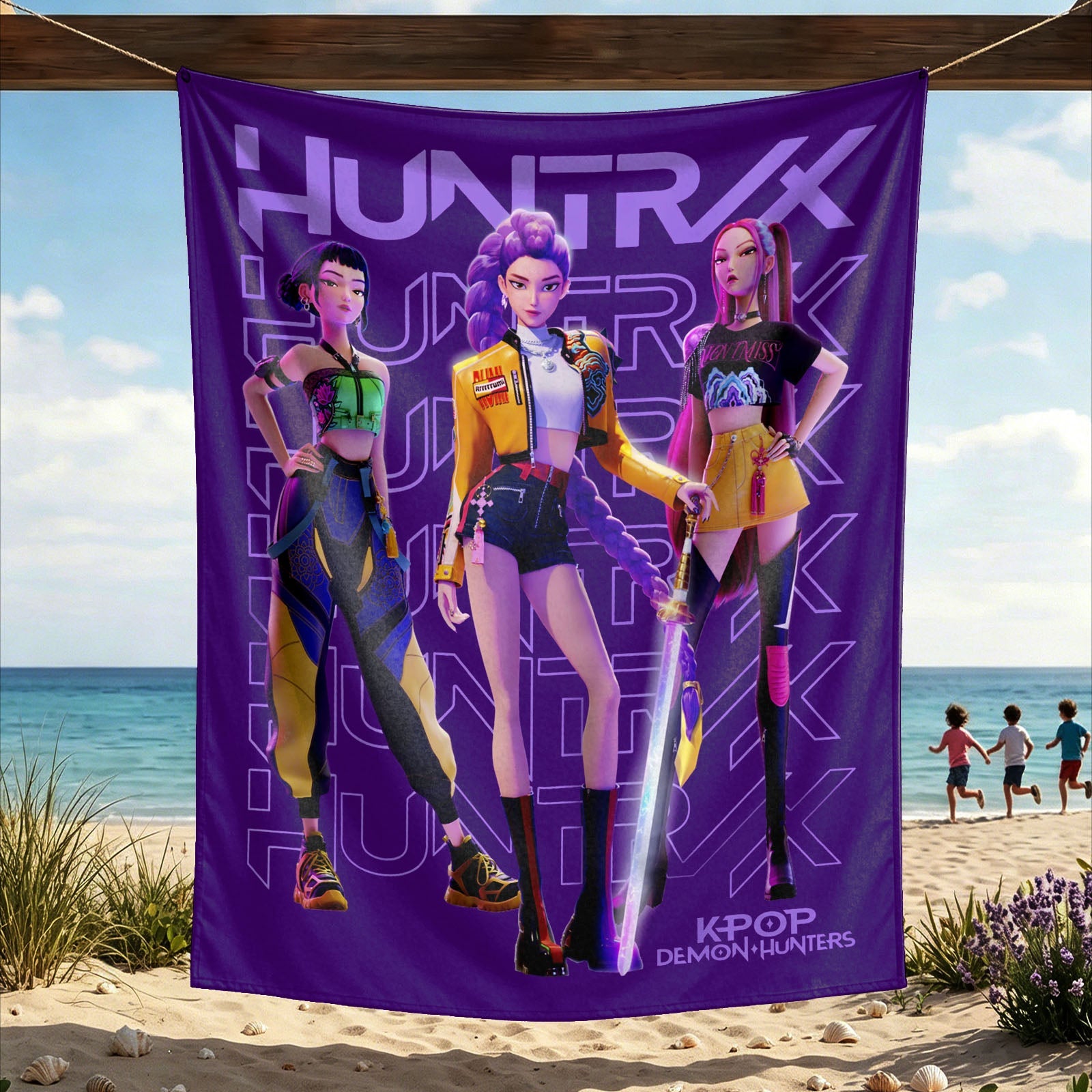 Kpop Demon Hunters Huntrix Saja Boys Wall Decor Tapestry for Home and Party