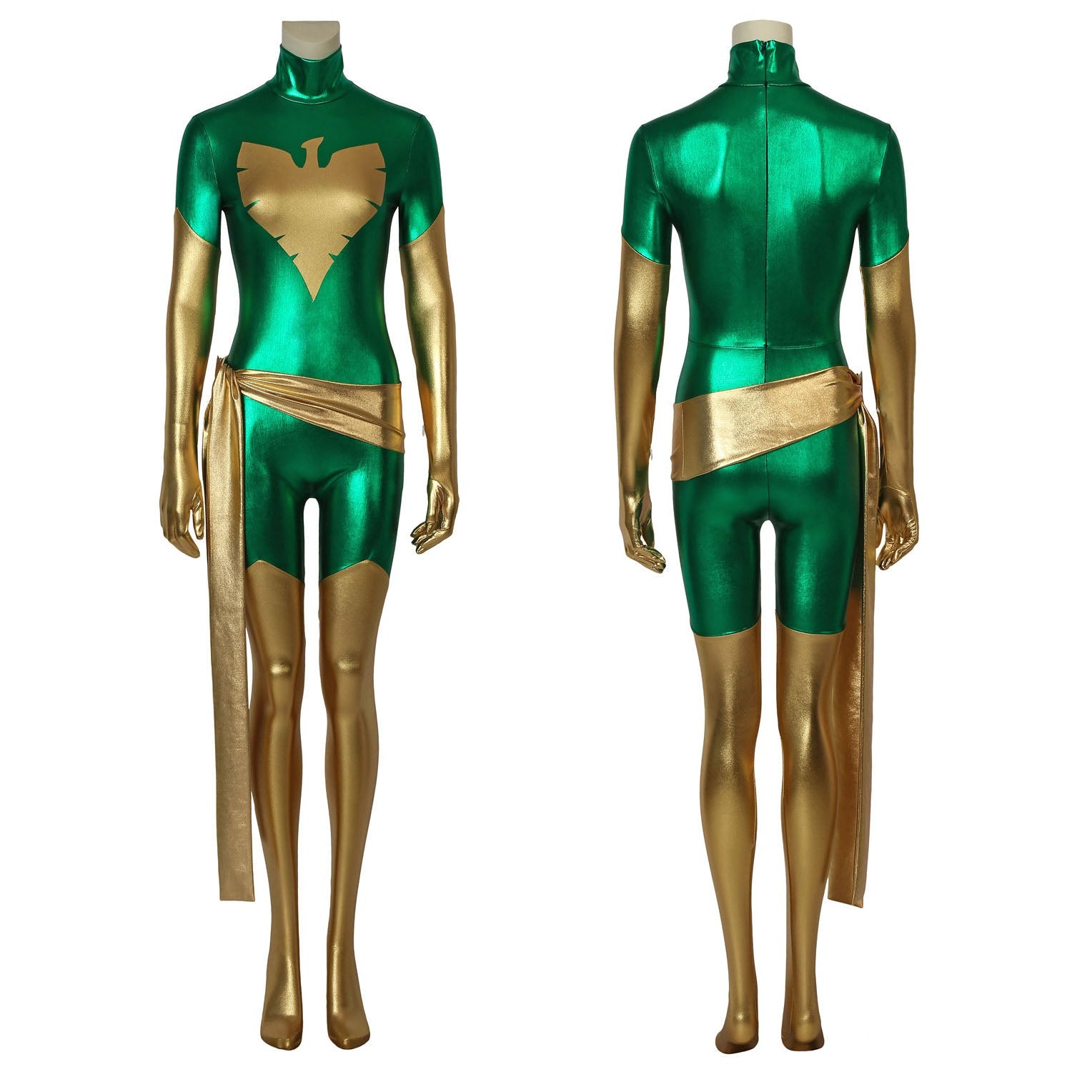 [ylevol] X-Men Green Phoenix Jean Grey Gold and Green Jumpsuit Cosplay Costumes